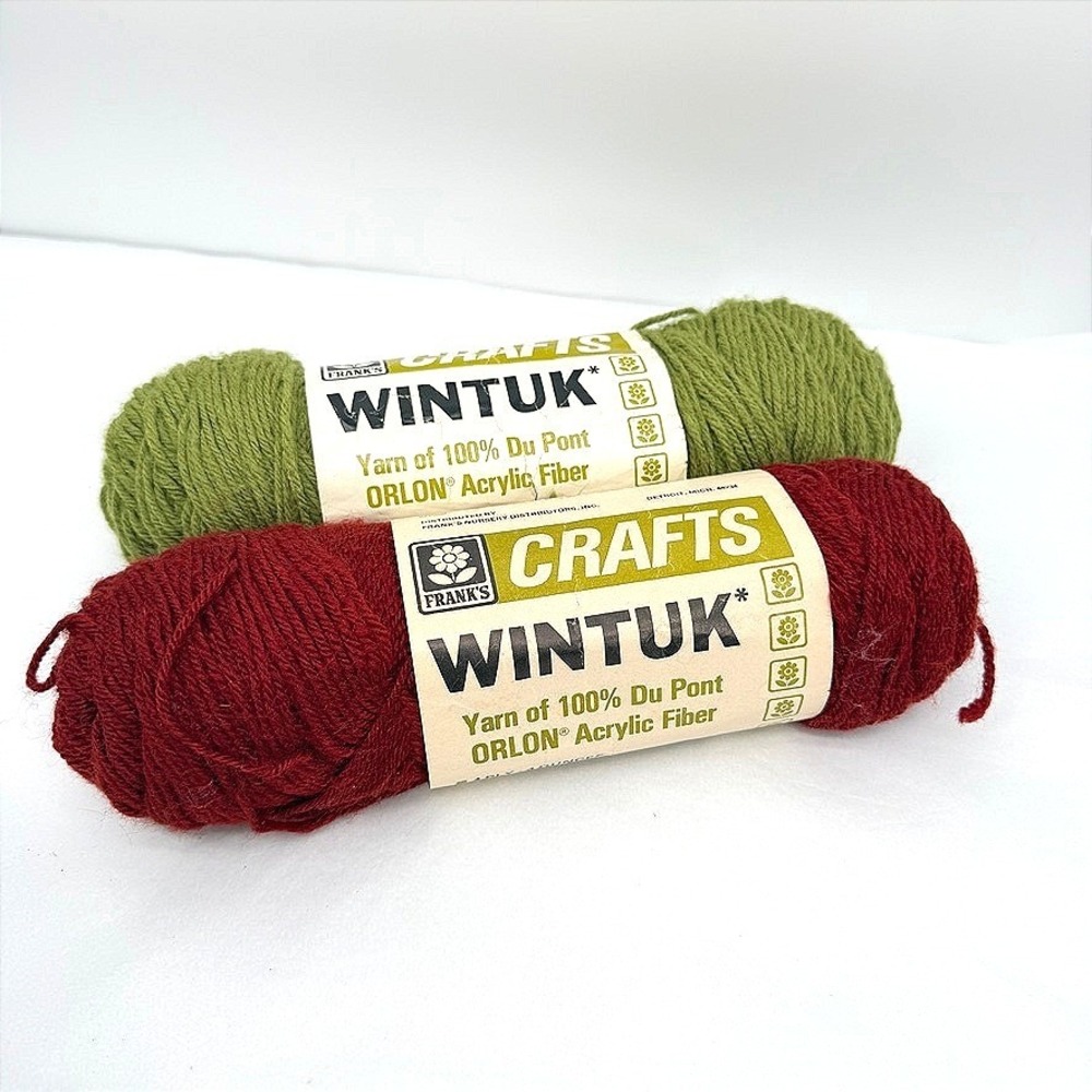 Franks Crafts Wintuk Yarn 4 Ply Worsted Acrylic Avocado & Deep Rust Knitting 4oz